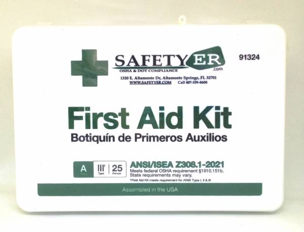 25 Person ANSI A Plastic First Aid Kit, ANSI 2021 Compliant